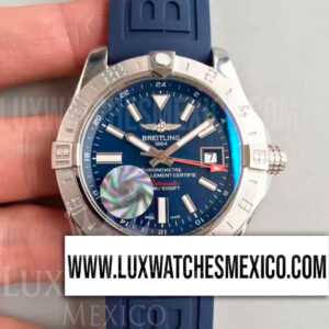 Breitling Avenger II GMT de Acero Inoxidable Mejor Edición Dial Azul con Correa de Caucho Azul