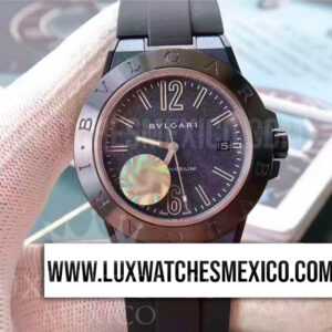 Bvlgari Diagono Magnesium PVD Mejor Edición Dial Azul Texturizado con Correa de Caucho Negro