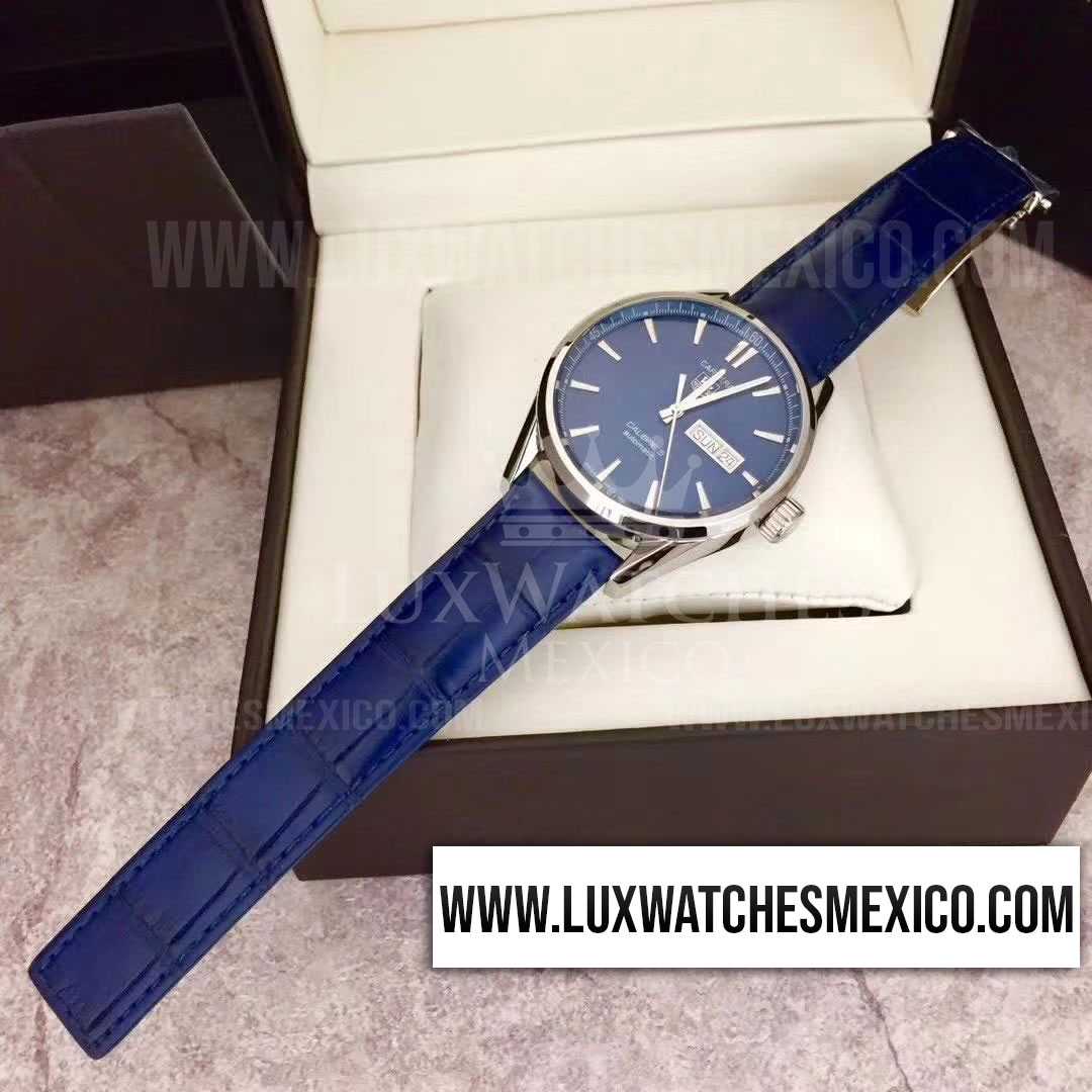 TAG Heuer Carrera Calibre 5 41 mm Acero Inoxidable Dial Azul con Correa de Cuero Azul