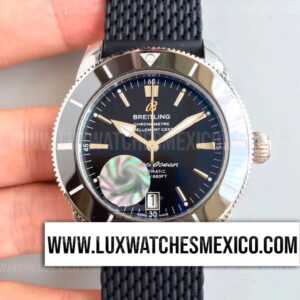 Breitling Superocean Heritage II 42 de Acero Inoxidable Mejor Edición Dial Negro Bisel Negro con Correa de Caucho Negro (Correa de Caucho Gratis)
