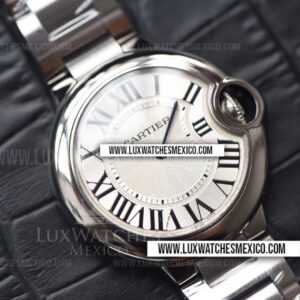 Cartier Ballon Bleu 33 mm de Acero Inoxidable Mejor Edición Dial Plateado con Pulsera de Acero Inoxidable