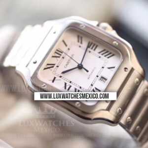 Cartier Santos de Cartier Acero Inoxidable Mejor Edición Dial Blanco con Pulsera de Acero Inoxidable