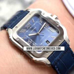 Cartier Santos de Cartier Mejor Edición Dial Azul con Correa de Cuero Azul