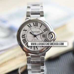 Cartier Ballon Bleu 33 mm de Acero Inoxidable Mejor Edición Dial Blanco Texturizado con Pulsera de Acero Inoxidable