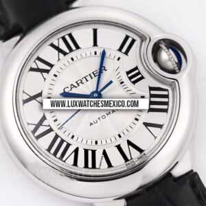 Cartier Ballon Bleu 36 mm de Acero Inoxidable Mejor Edición Dial Blanco Texturizado con Correa de Cuero Negro
