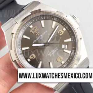 Vacheron Constantin Overseas Automático de Acero Inoxidable Mejor Edición Dial Plateado con Correa de Caucho Negro