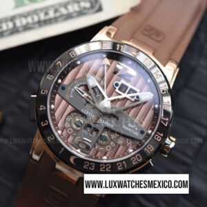 Ulysse Nardin El Toro GMT Perpetual Calendar con Laminas de Oro Rosa de 18k Mejor Edición con Correa de Caucho Marrón