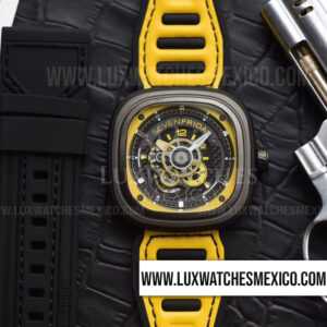 Sevenfriday P3B06 Racing Team de Acero Inoxidable Mejor Edición con Correa de Cuero Amarillo