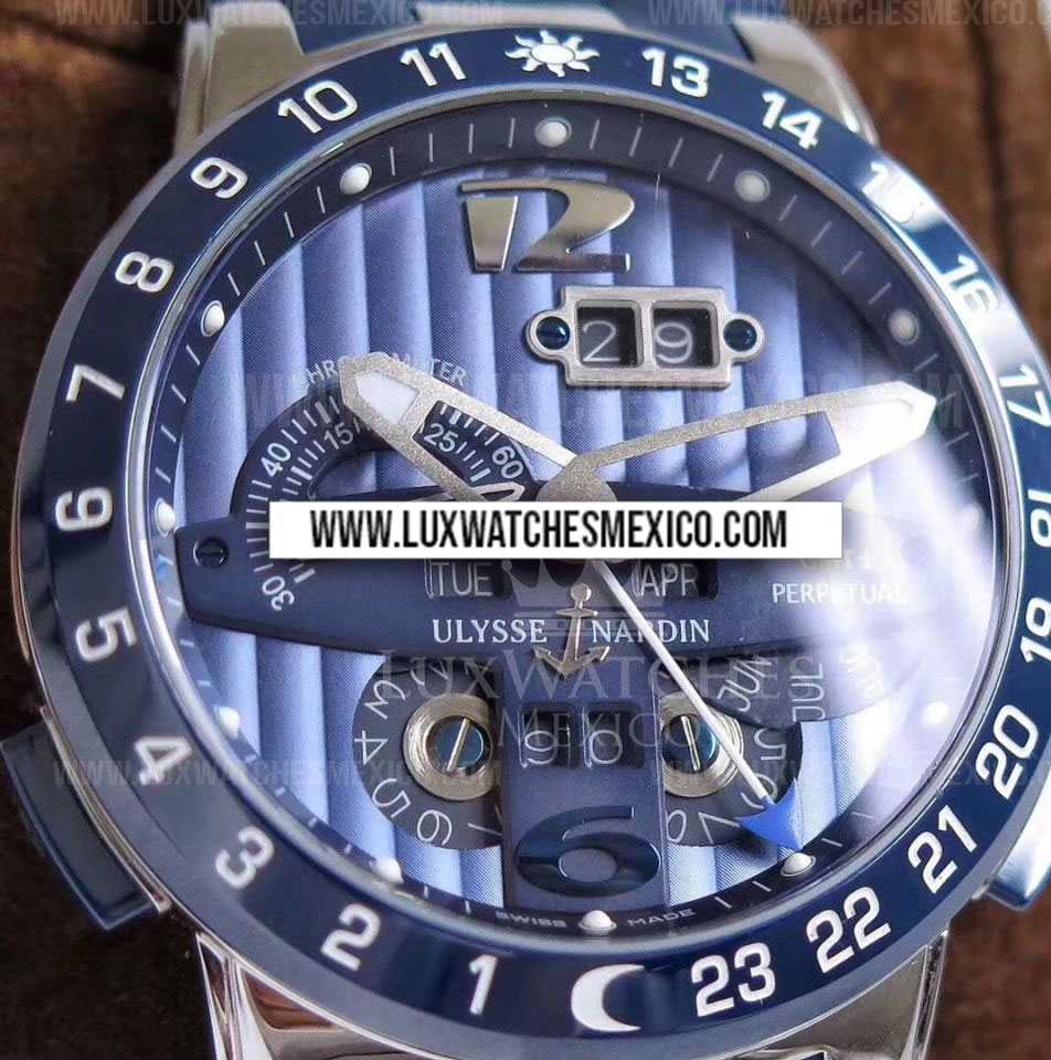 Ulysse Nardin El Toro GMT Perpetual Calendar de Acero Inoxidable Mejor Edici n con Correa de Caucho Azul