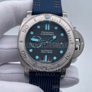 Panerai Submersible Mike Horn PAM985 de Titanio Mejor Edición Dial Negro con Correa de Nylon Azul Super Clon