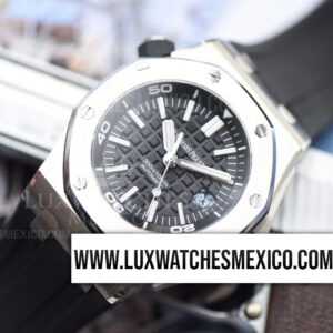 Royal Oak Offshore Diver 15703 de Acero Inoxidable Mejor Edición Dial Negro con Correa de Caucho Negro