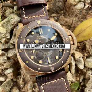 Panerai Luminor Submersible PAM968 Mejor Edición Dial Marrón con Correa de Cuero Marrón