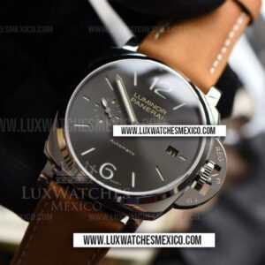 Panerai Luminor Due PAM 904 de Acero Inoxidable Mejor Edición Dial Negro con Correa de Cuero Marrón