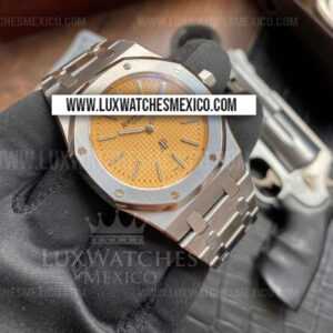 Royal Oak 39mm 15202 de Acero Inoxidable Mejor Edición Dial Amarillo Texturizado