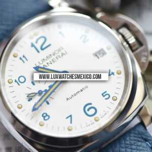 Panerai Luminor Due PAM 756 de Acero Inoxidable Mejor Edición Dial blanco con Correa de Cuero Azul