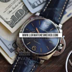 Panerai Luminor Due PAM00926 de Acero Inoxidable Mejor Edición Dial Azul con Correa de Cuero Azul