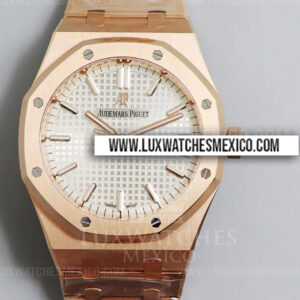 Royal Oak mejor edición en pulsera de acero inoxidable con laminas en oro rosa de 18K