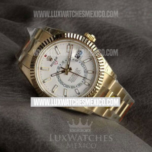 Rolex Sky-Dweller 42 caratula blanca con laminas de oro amarillo 18K maquina 9001 ultima version oyster