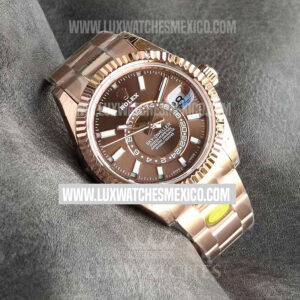 Rolex Sky-Dweller 42 caratula chocolate con laminas oro rosa 18K maquina 9001 ultima version