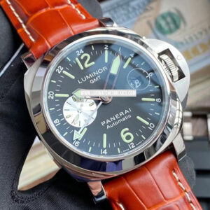 Panerai Luminor GMT PAM088 44mm Mejor Edición Dial Negro con extensible de piel super clon