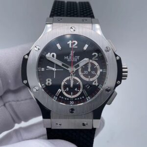 Hublot Big Bang 44mm Chronograph de Acero Inoxidable Mejor Edición Acero Dial Negro con Correa de Caucho Negro Super clon