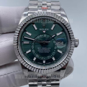 Rolex Sky-Dweller 336934 acero inoxidable caratula verde extensible jubilee super clon suizo